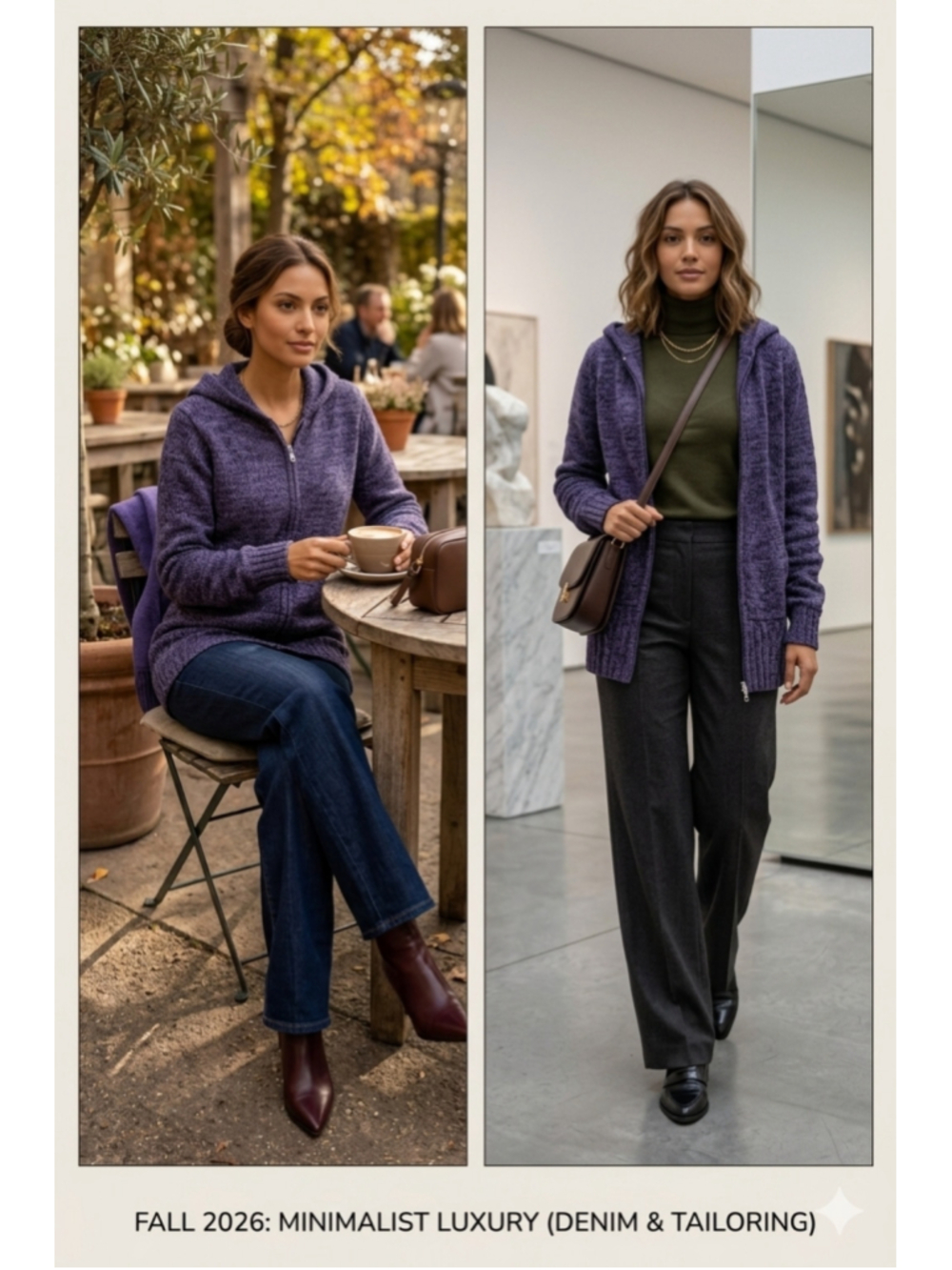 Zero + Maria Cornejo Merino Wool Hooded Zip Cardigan Purple Ruched S - Picture 6 of 16